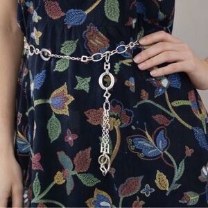 Lia Sophia Silver Chain Necklace Belt Convertible 44” Statement